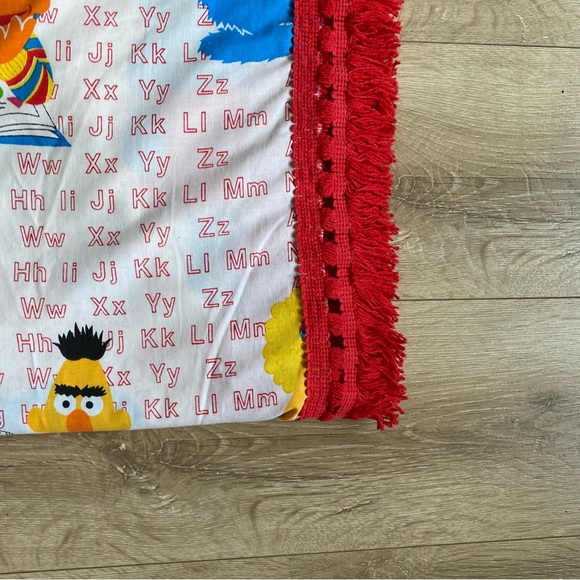 Vintage Sesame Street Coverlet quilt topper with fringe twin 76”x 108” ABCs - Picture 9 of 10